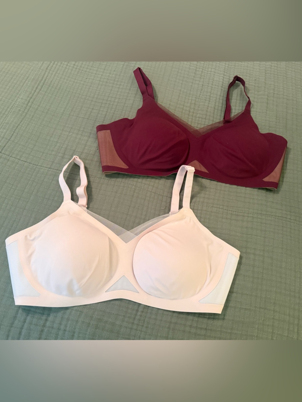 TWO Honeylove crossover bras LARGE 38B/C NWOT BLUSH&FIG